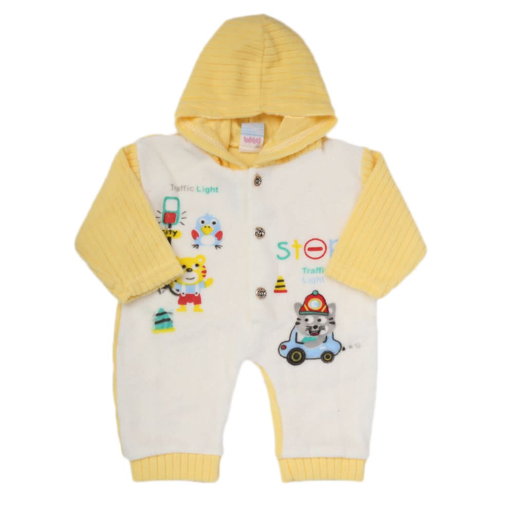 Newborn Boy Full Sleeves Polar Romper 5305 - Yellow, Kids, NB Boys Rompers, Chase Value, Chase Value