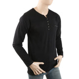 Men's Full Sleeves Y-Studs T-Shirt - Black, Men, T-Shirts And Polos, Chase Value, Chase Value