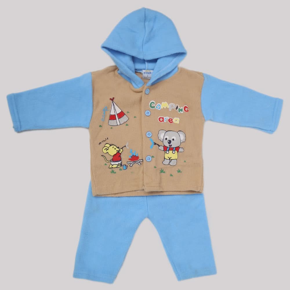 Newborn Boy Full Sleeves Polar Hooded Suit 1675 - Blue, Kids, NB Boys Sets And Suits, Chase Value, Chase Value