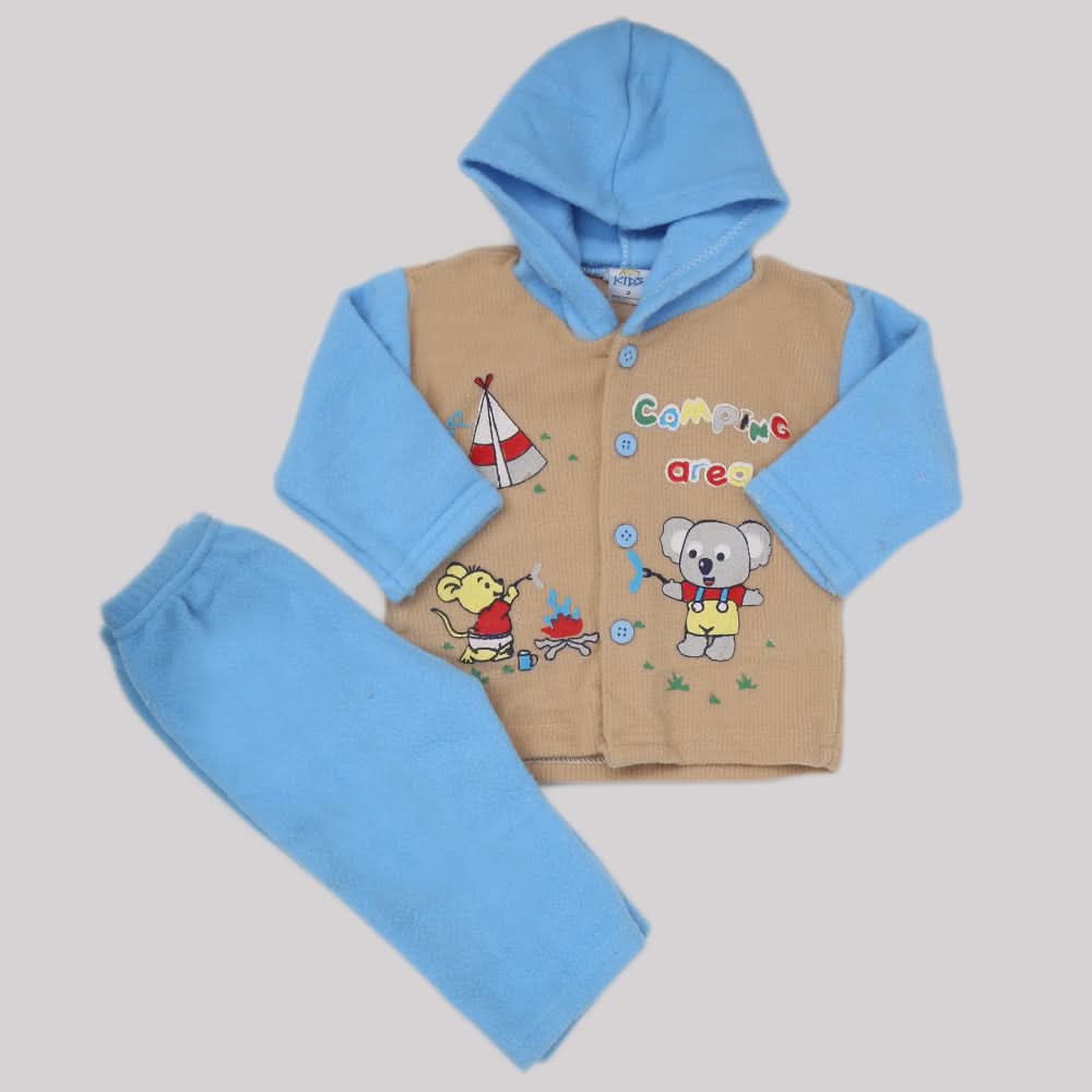 Newborn Boy Full Sleeves Polar Hooded Suit 1675 - Blue, Kids, NB Boys Sets And Suits, Chase Value, Chase Value