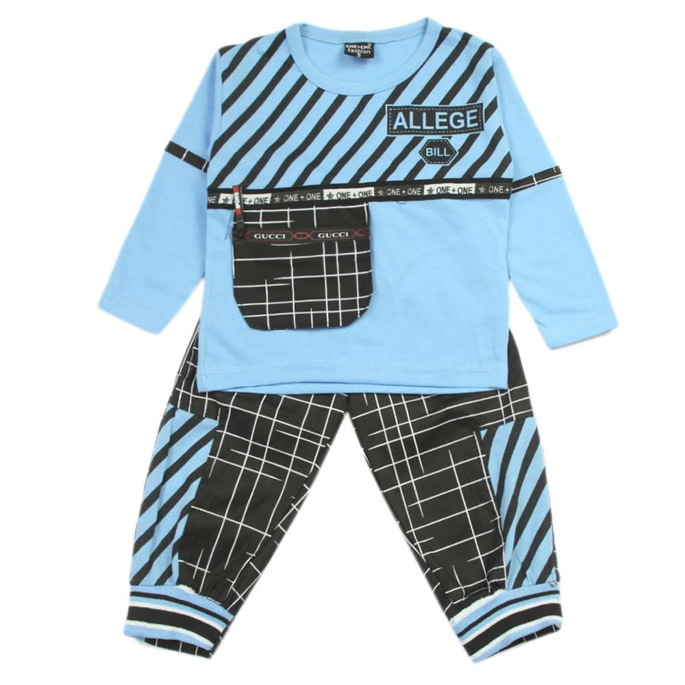 Boys 3Pcs Full Sleeves Suit - Blue, Boys Sets & Suits, Chase Value, Chase Value