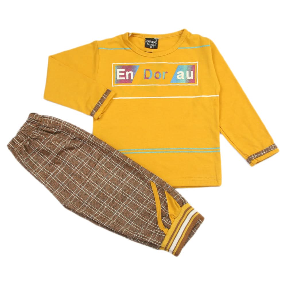 Boys 3Pcs Full Sleeves Suit - Mustard, Boys Sets & Suits, Chase Value, Chase Value