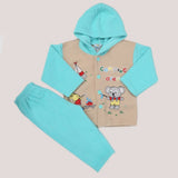 Newborn Boy Full Sleeves Polar Hooded Suit 1675 - Cyan, Kids, NB Boys Sets And Suits, Chase Value, Chase Value