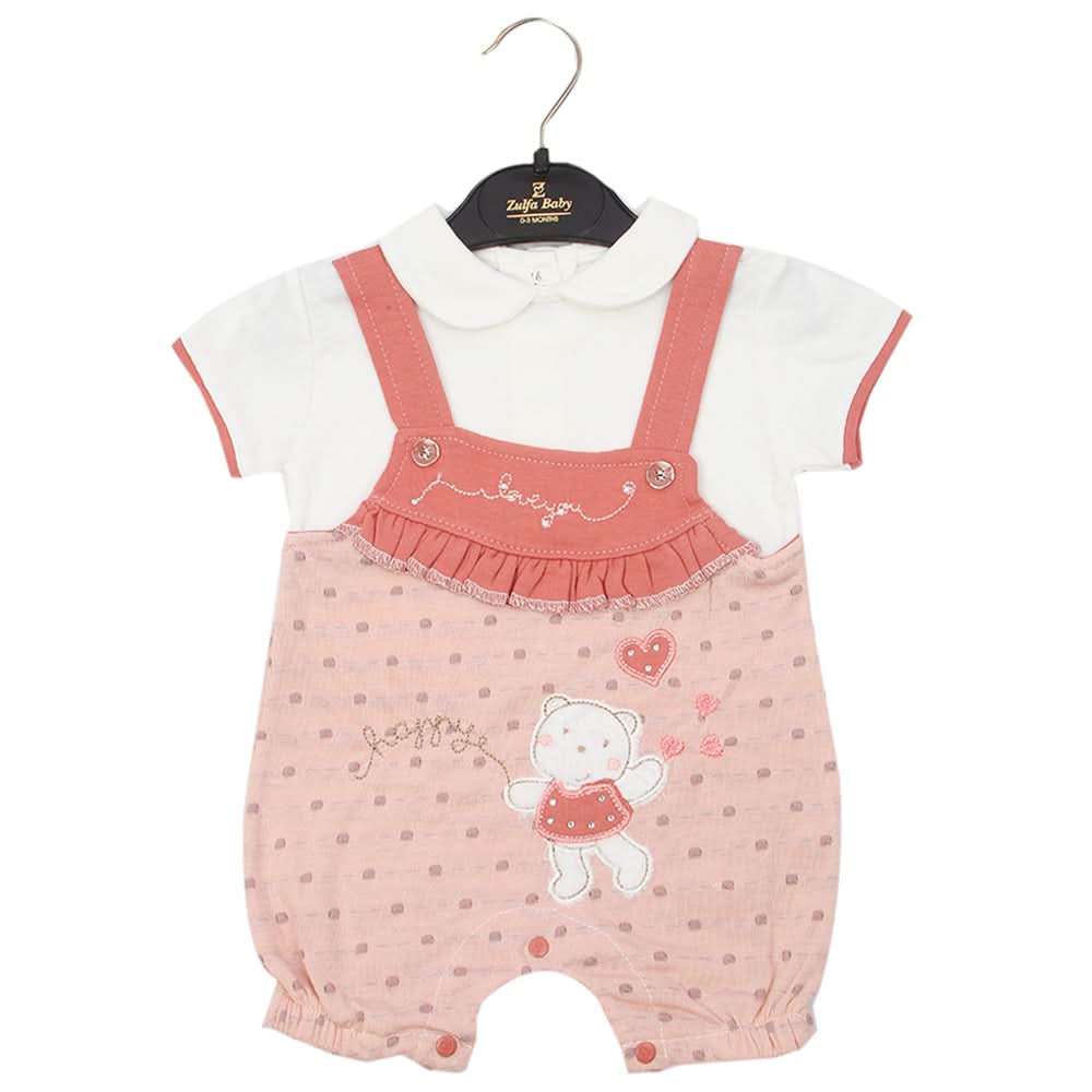 Newborn Girls Romper - Peach, Newborn Girls Rompers, Chase Value, Chase Value