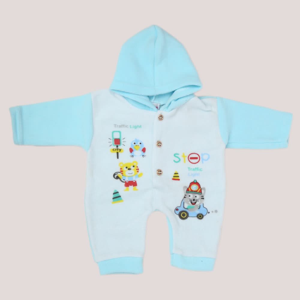 Newborn Boy Full Sleeves Polar Romper 5305 - Blue, Kids, NB Boys Rompers, Chase Value, Chase Value