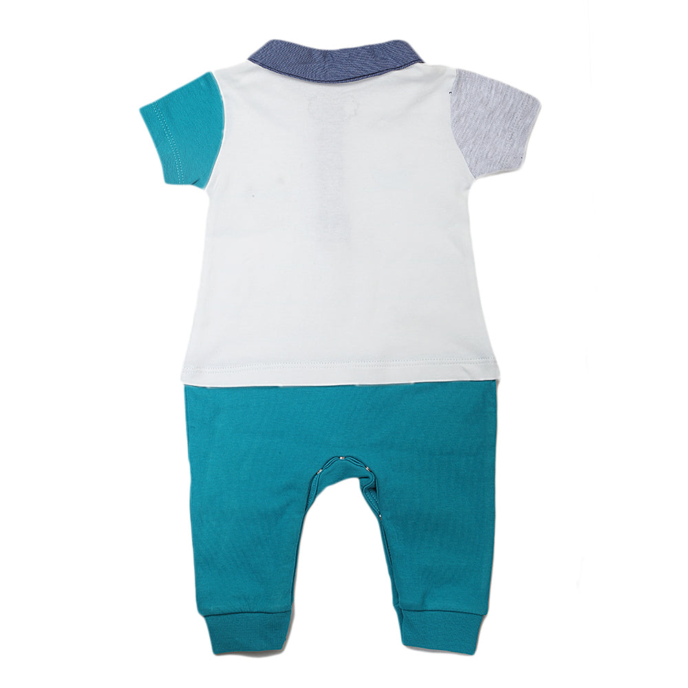 Newborn Boys Half Sleeves Romper - Steel Green, Kids, Newborn Boys Rompers, Chase Value, Chase Value