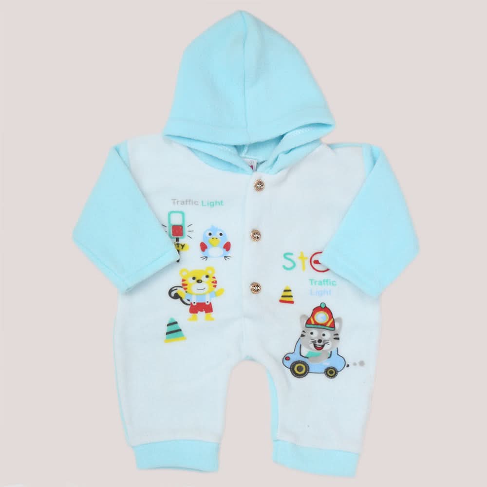 Newborn Boy Full Sleeves Polar Romper 5305 - Blue, Kids, NB Boys Rompers, Chase Value, Chase Value