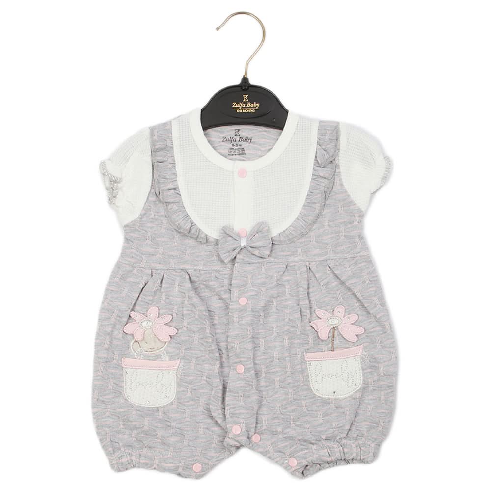 Newborn Girls Romper - Light Grey, Newborn Girls Rompers, Chase Value, Chase Value