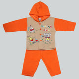 Newborn Boy Full Sleeves Polar Hooded Suit 1675 - Orange, Kids, NB Boys Sets And Suits, Chase Value, Chase Value