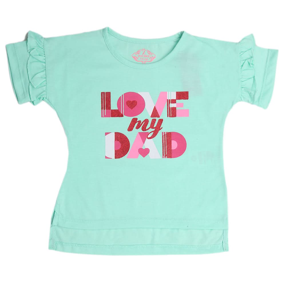 Girls Half Sleeves T-Shirts - Cyan, Kids, Girls T-Shirts, Chase Value, Chase Value