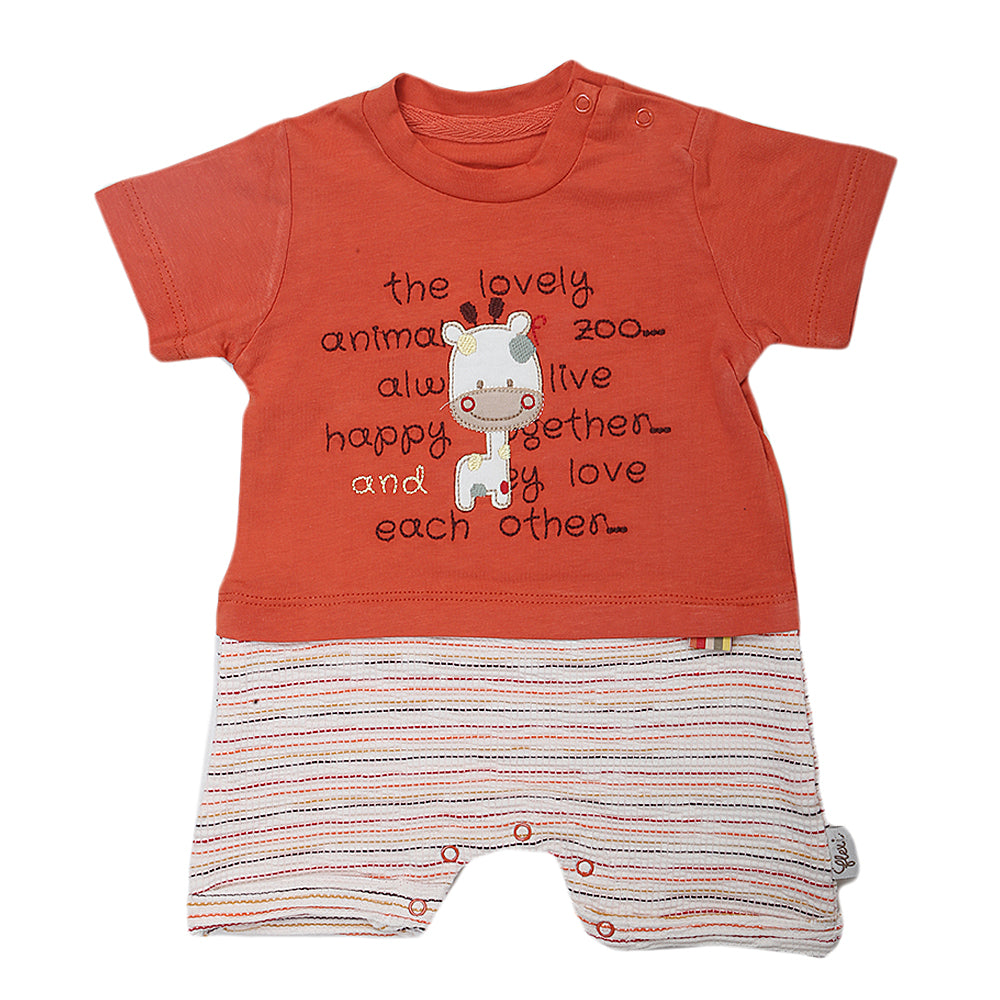 Newborn Boys Half Sleeves Romper - Rust, Kids, Newborn Boys Rompers, Chase Value, Chase Value