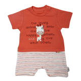 Newborn Boys Half Sleeves Romper - Rust, Kids, Newborn Boys Rompers, Chase Value, Chase Value