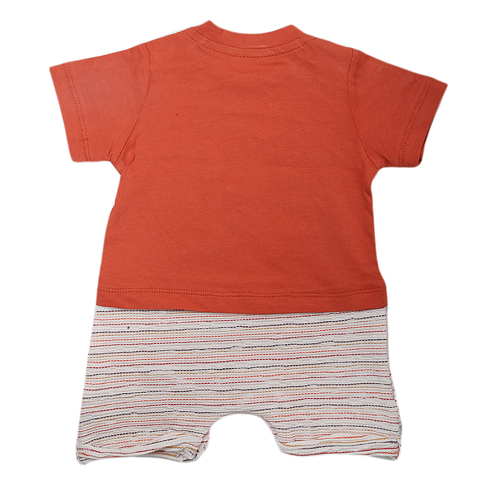 Newborn Boys Half Sleeves Romper - Rust, Kids, Newborn Boys Rompers, Chase Value, Chase Value