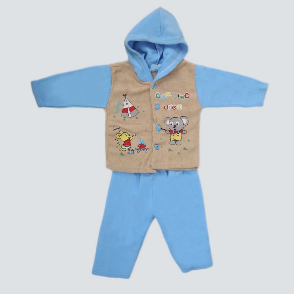 Newborn Boy Full Sleeves Polar Hoodie Suit - Blue, Kids, NB Boys Sets And Suits, Chase Value, Chase Value