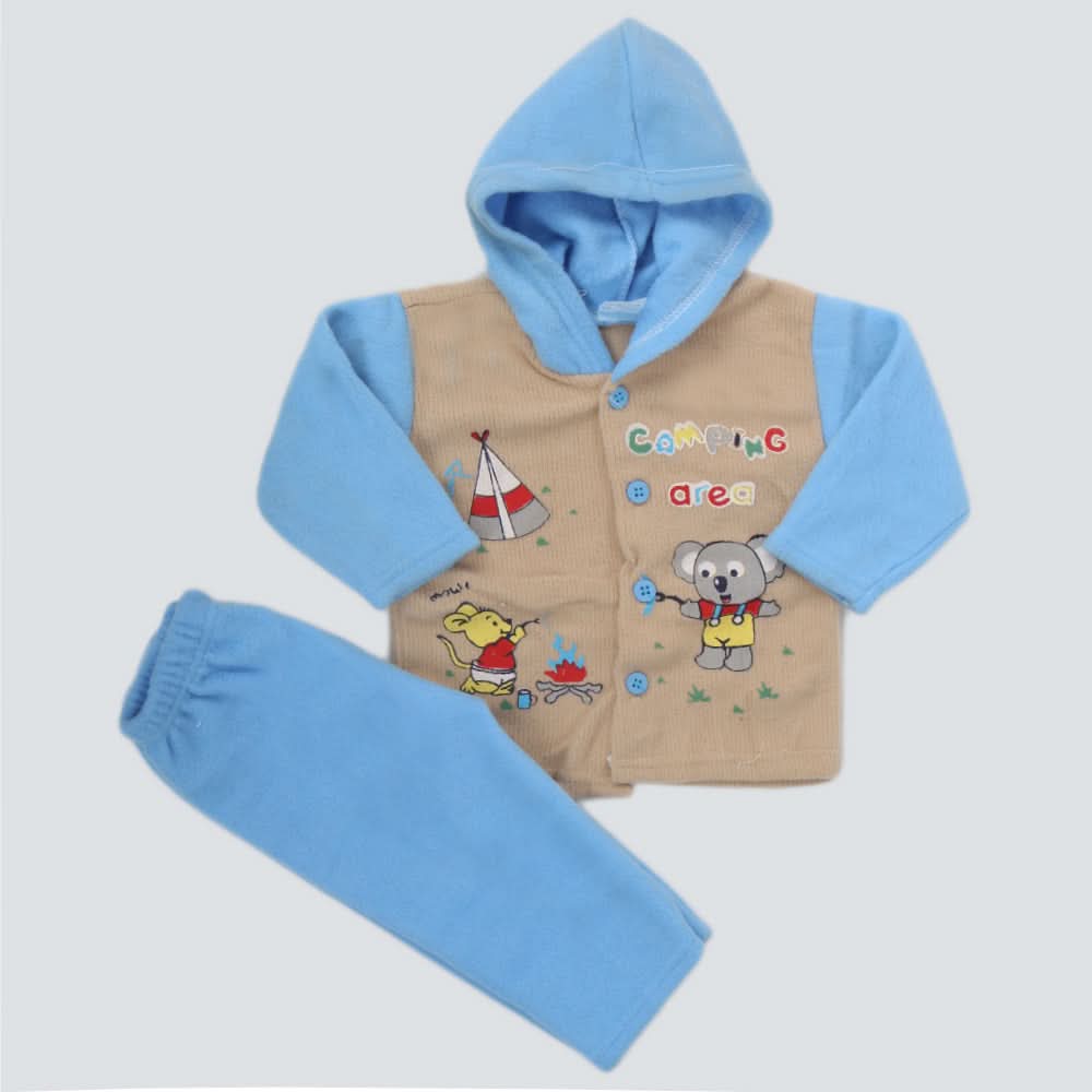 Newborn Boy Full Sleeves Polar Hoodie Suit - Blue, Kids, NB Boys Sets And Suits, Chase Value, Chase Value
