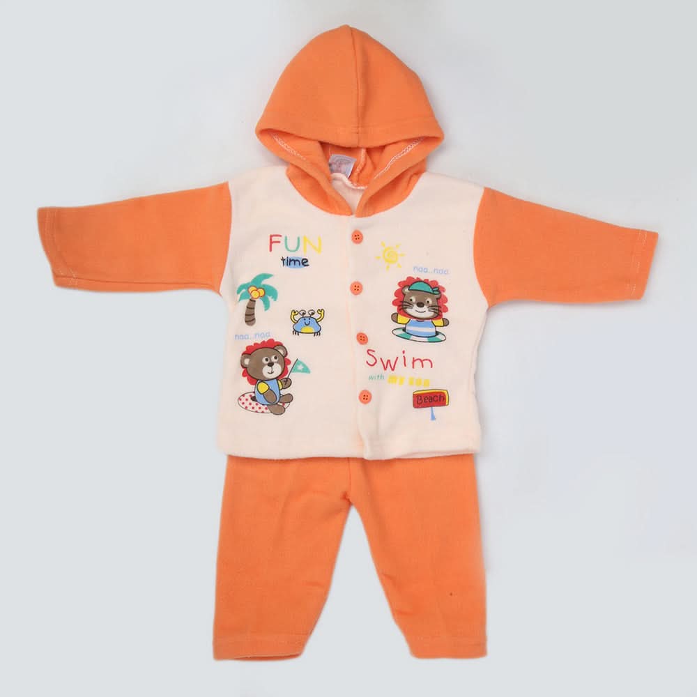 Newborn Boy Full Sleeves Polar Hooded Suit 1471 - Peach, Kids, NB Boys Sets And Suits, Chase Value, Chase Value