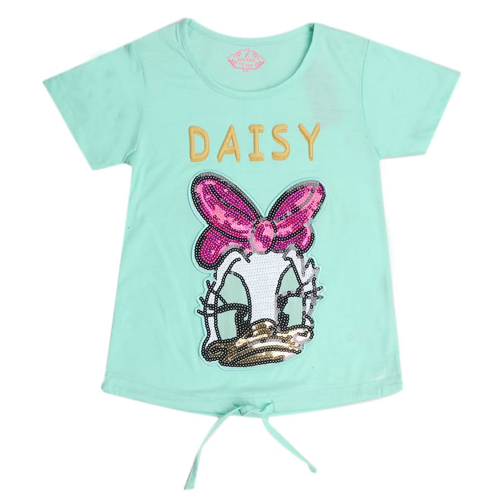 Girls Half Sleeves T-Shirts - Cyan, Kids, Girls T-Shirts, Chase Value, Chase Value