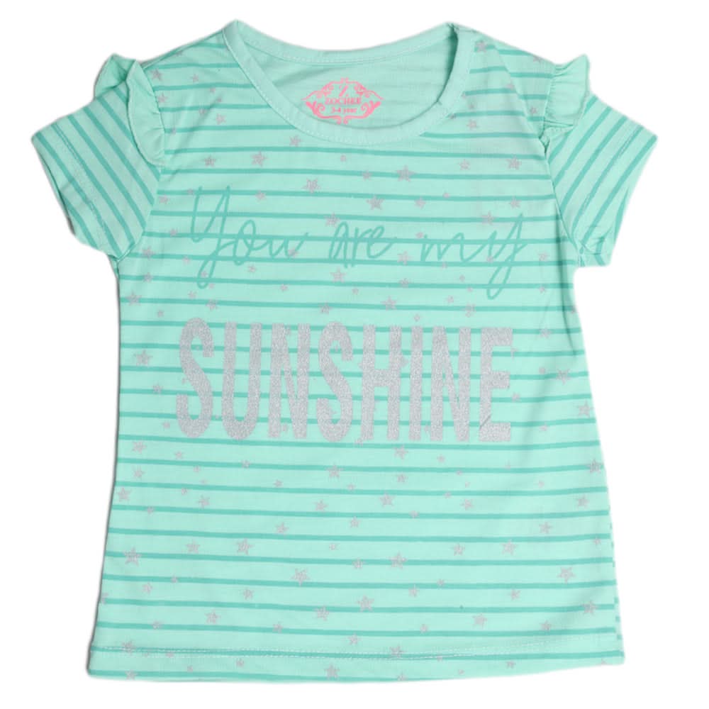 Girls Half Sleeves T-Shirts - Cyan, Kids, Girls T-Shirts, Chase Value, Chase Value