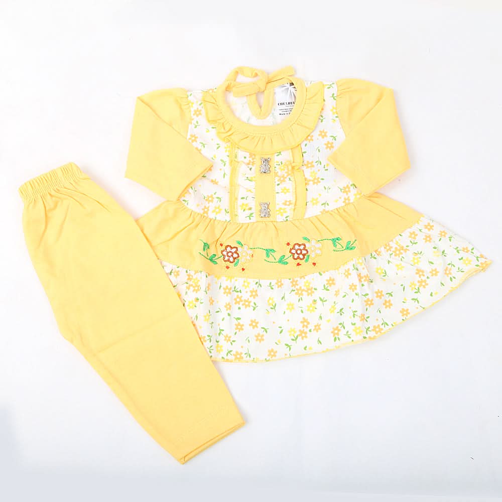 Newborn Girls Full Sleeves Suit - Yellow, Kids, NB Girls Sets And Suits, Kids, NB Girls Winterwear, Chase Value, Chase Value