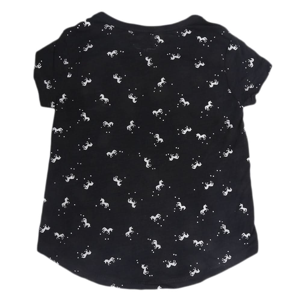 Girls Half Sleeves T-Shirts - Black, Kids, Girls T-Shirts, Chase Value, Chase Value