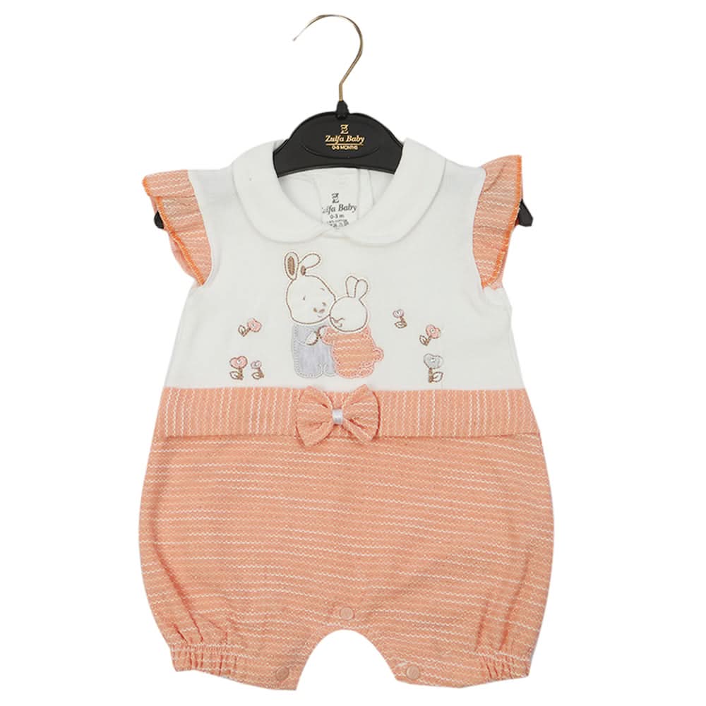 Newborn Girls Romper - Peach, Newborn Girls Rompers, Chase Value, Chase Value