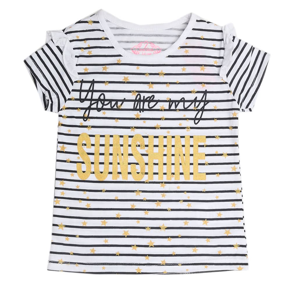 Girls Half Sleeves T-Shirt - White, Kids, Girls T-Shirts, Chase Value, Chase Value