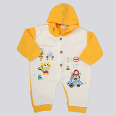 Newborn Boy Full Sleeves Polar Romper 5305 - Mustard, Kids, NB Boys Rompers, Chase Value, Chase Value