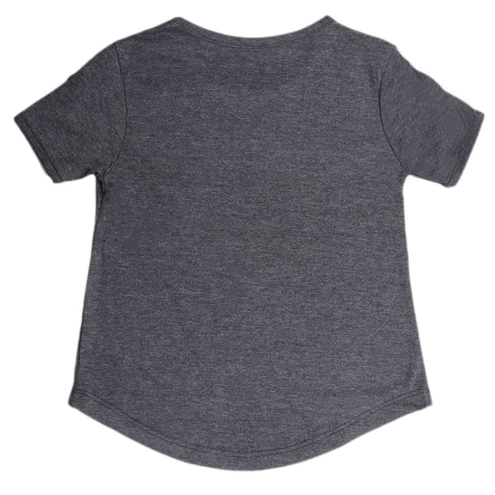 Girls Half Sleeves T-Shirt - Charcol, Kids, Girls T-Shirts, Chase Value, Chase Value