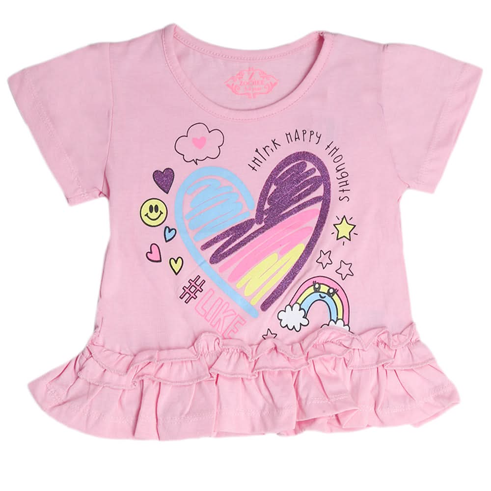 Girls Half Sleeves T-Shirt - Pink, Kids, Girls T-Shirts, Chase Value, Chase Value