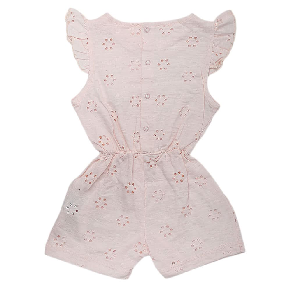 Newborn Girls Half Sleeves Romper - Peach, Kids, NB Girls Rompers, Chase Value, Chase Value