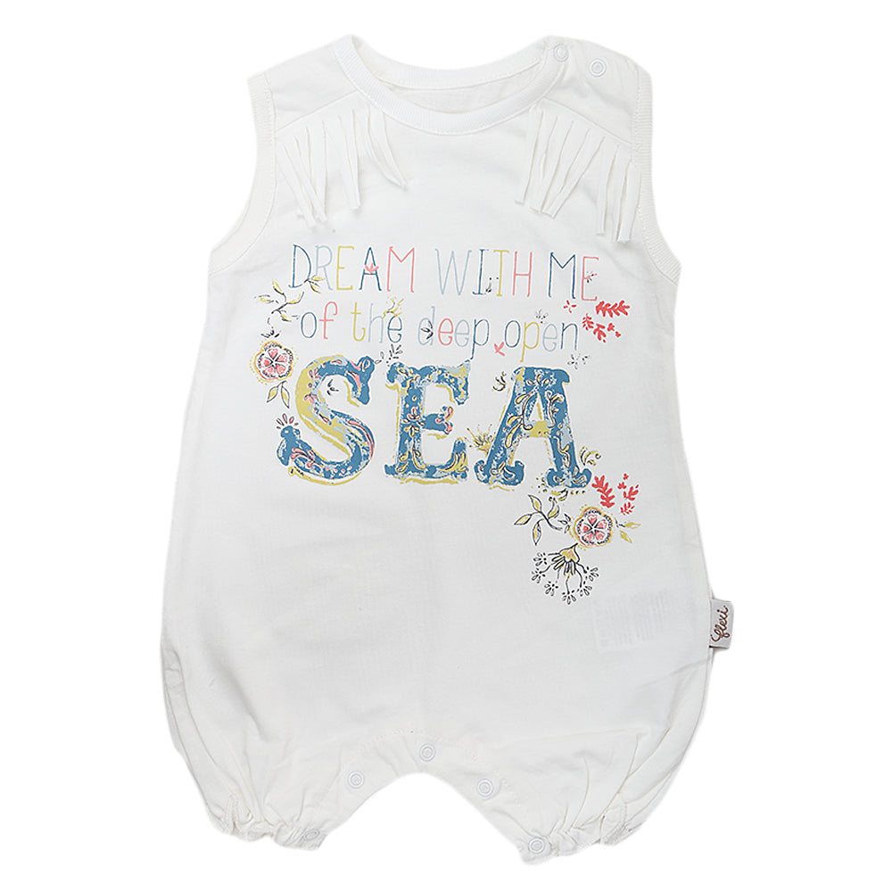 Newborn Girls Half Sleeves Romper - White, Kids, Newborn Girls Rompers, Chase Value, Chase Value