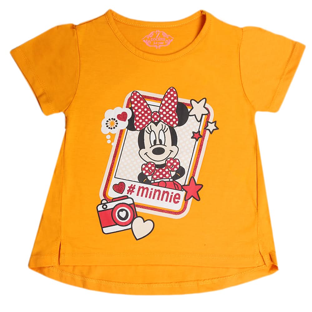 Girls Half Sleeves T-Shirt - Mustard, Kids, Girls T-Shirts, Chase Value, Chase Value