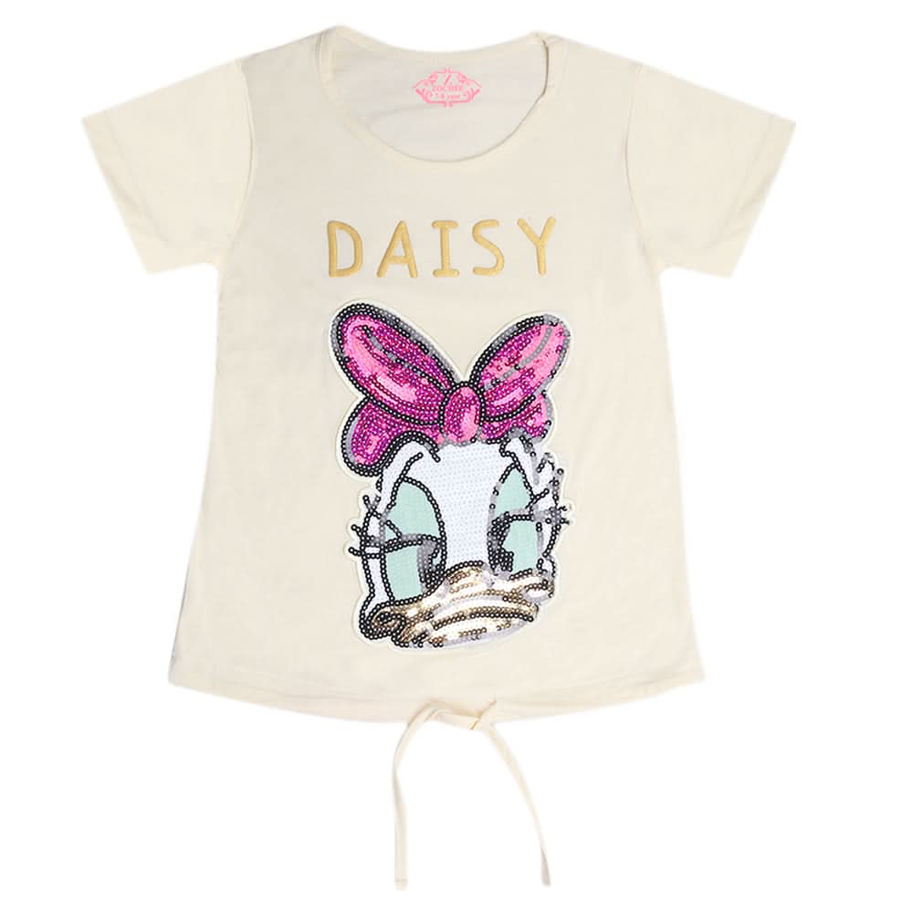 Girls Half Sleeves T-Shirt - Cream, Kids, Girls T-Shirts, Chase Value, Chase Value