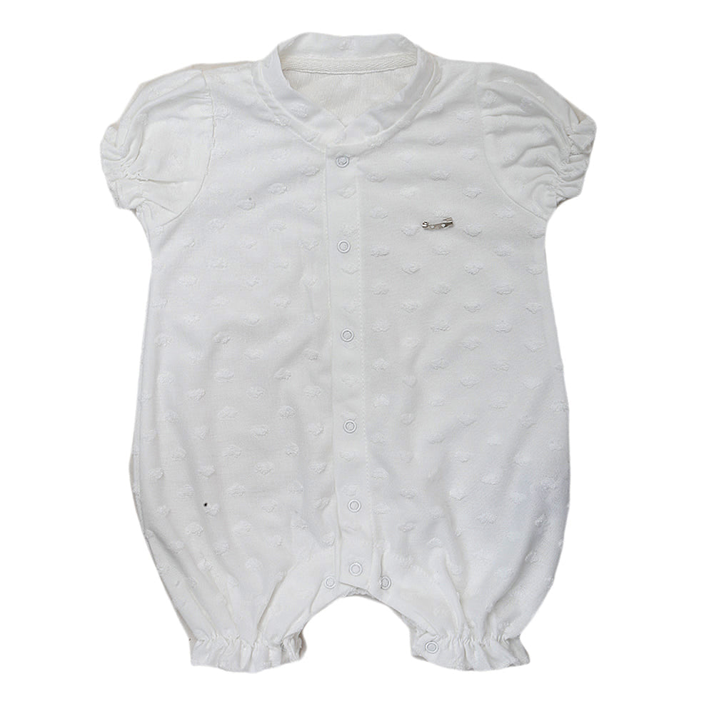 Newborn Girls Half Sleeves Romper - White, Kids, Newborn Girls Rompers, Chase Value, Chase Value