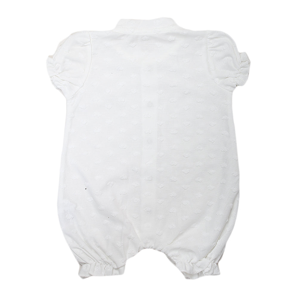 Newborn Girls Half Sleeves Romper - White, Kids, Newborn Girls Rompers, Chase Value, Chase Value