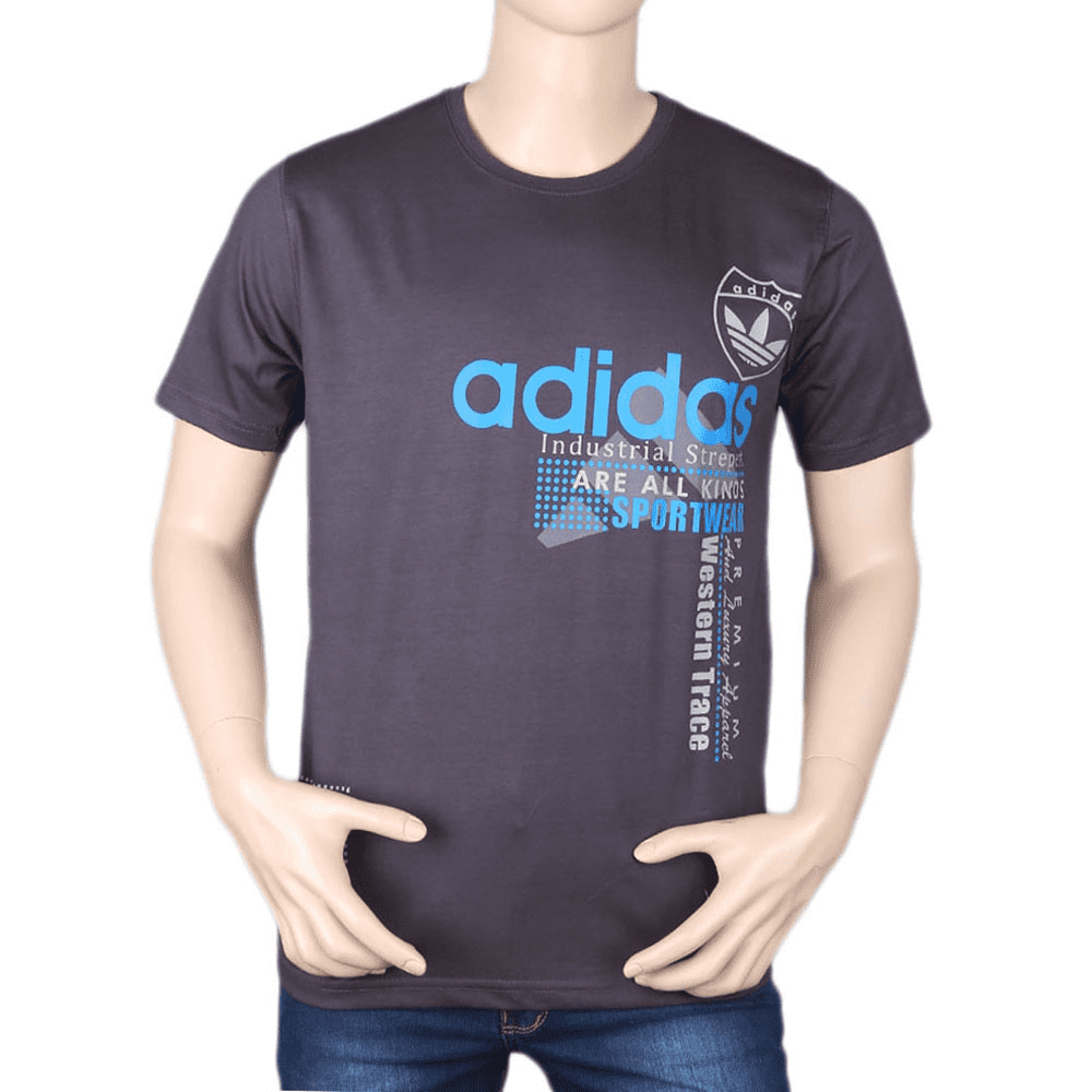 Men's Half sleeves Printed Round Neck T-Shirt - Grey, Men, T-Shirts And Polos, Chase Value, Chase Value