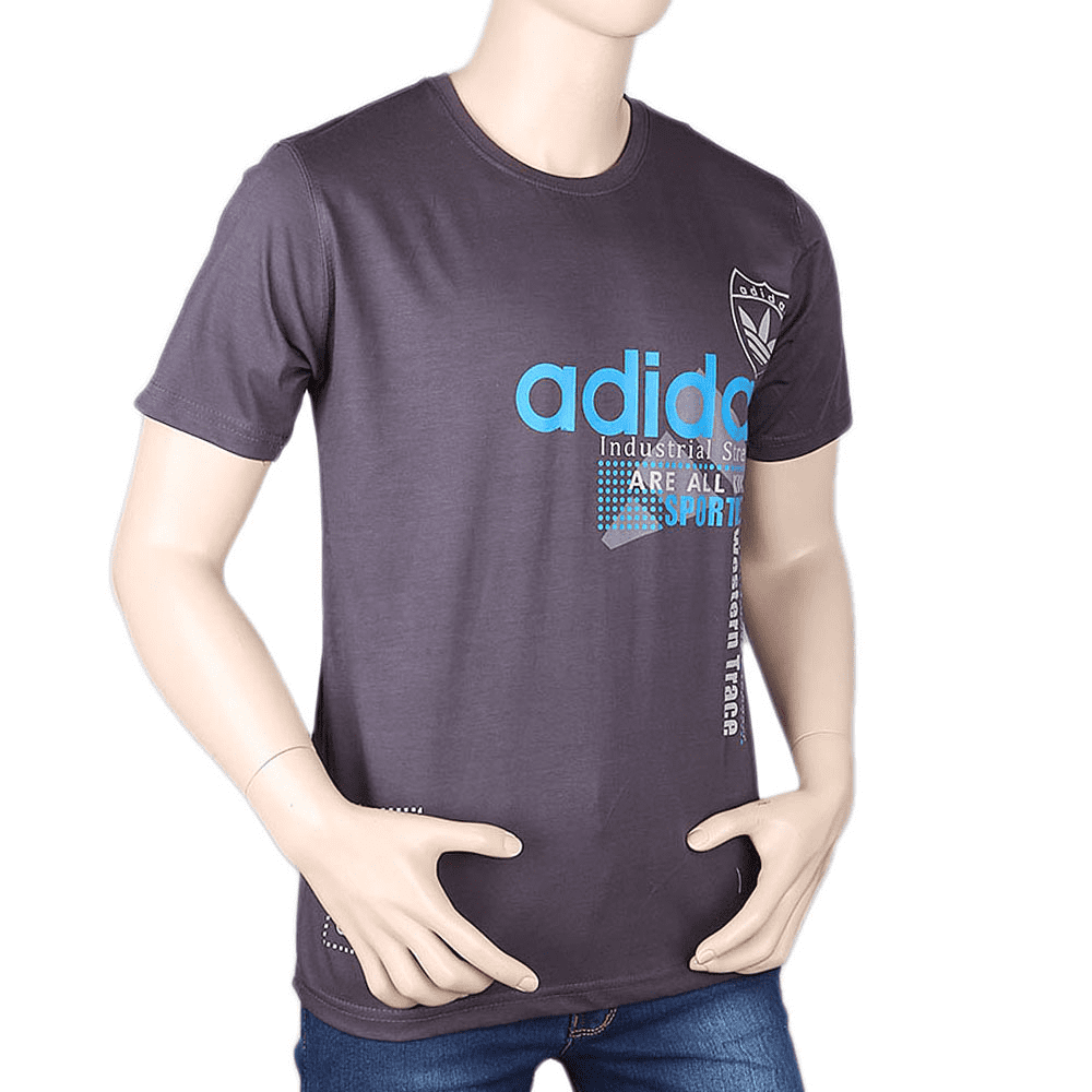 Men's Half sleeves Printed Round Neck T-Shirt - Grey, Men, T-Shirts And Polos, Chase Value, Chase Value