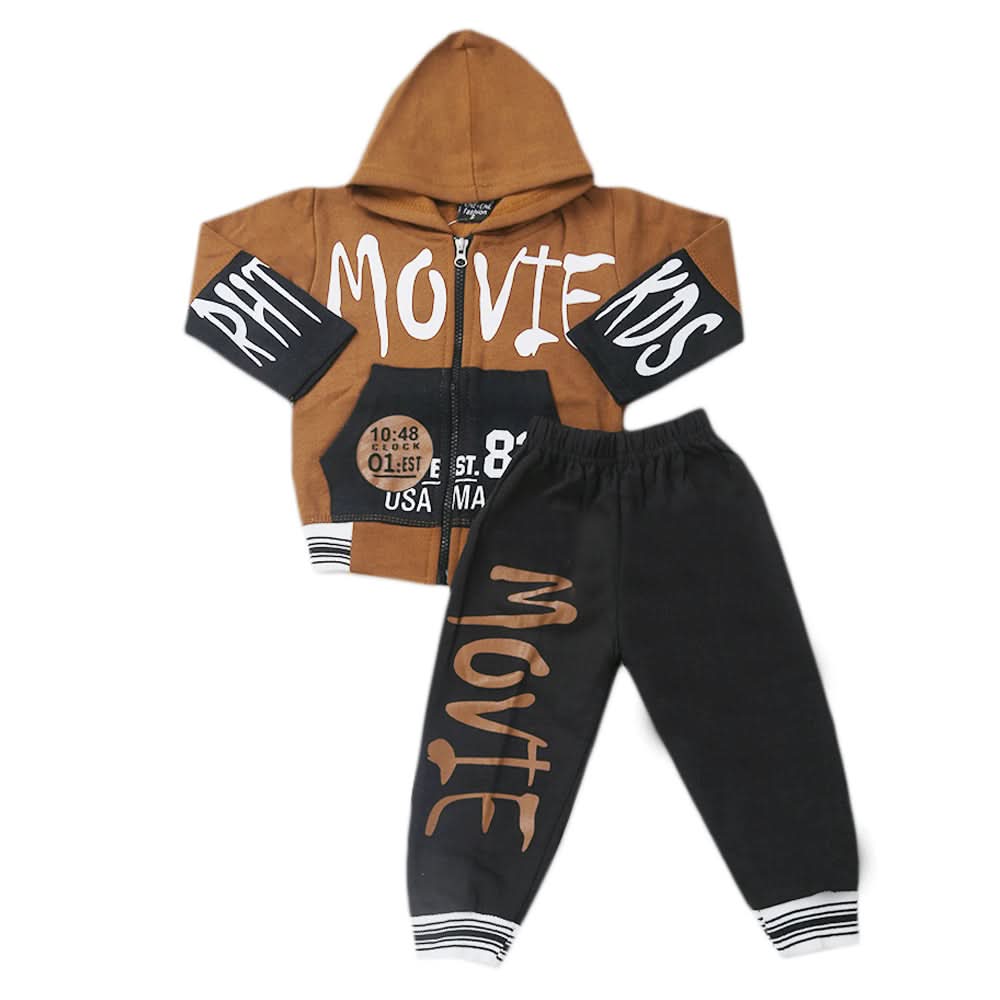 Boys Pajama Fleece Suit - Dark Brown, Kids, Boys Sets And Suits, Chase Value, Chase Value