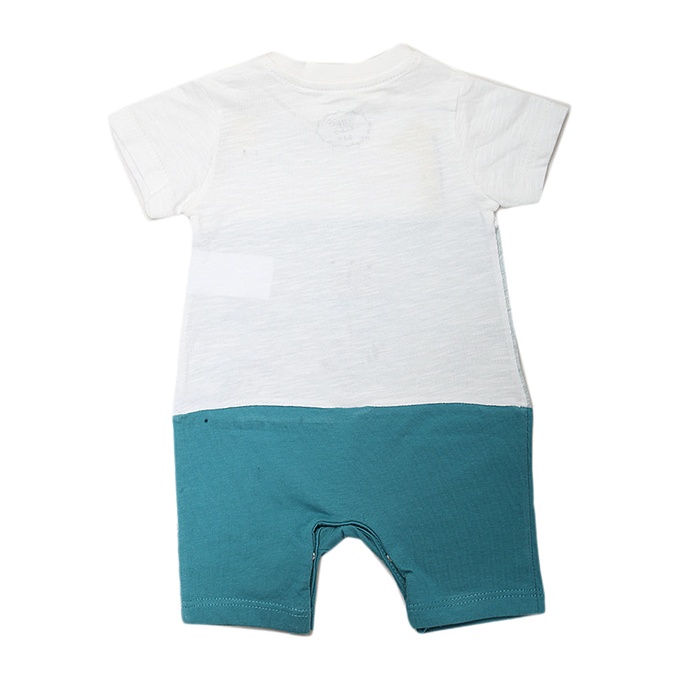 Newborn Boys Half Sleeves Romper - Steel Green, Kids, NB Boys Rompers, Chase Value, Chase Value