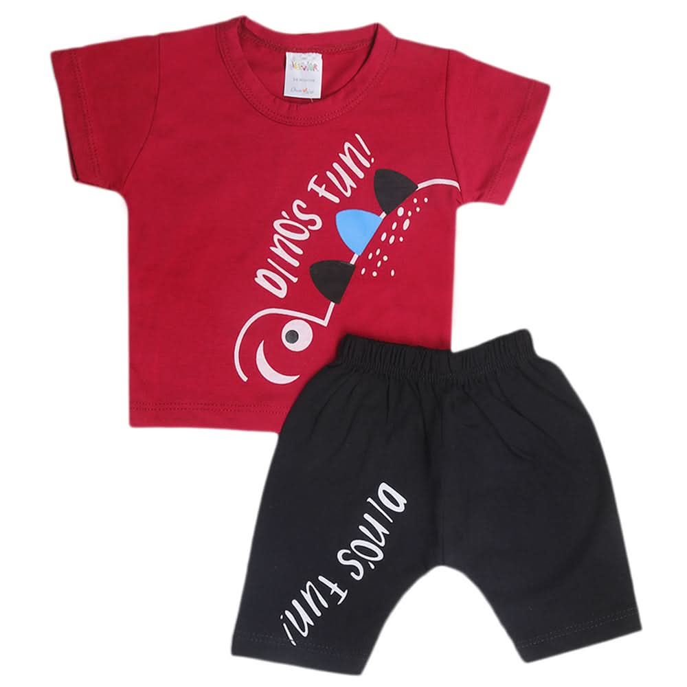 Newborn Boys Half Sleeves Suit - Maroon, Kids, New Born Boys Sets And Suits, Chase Value, Chase Value