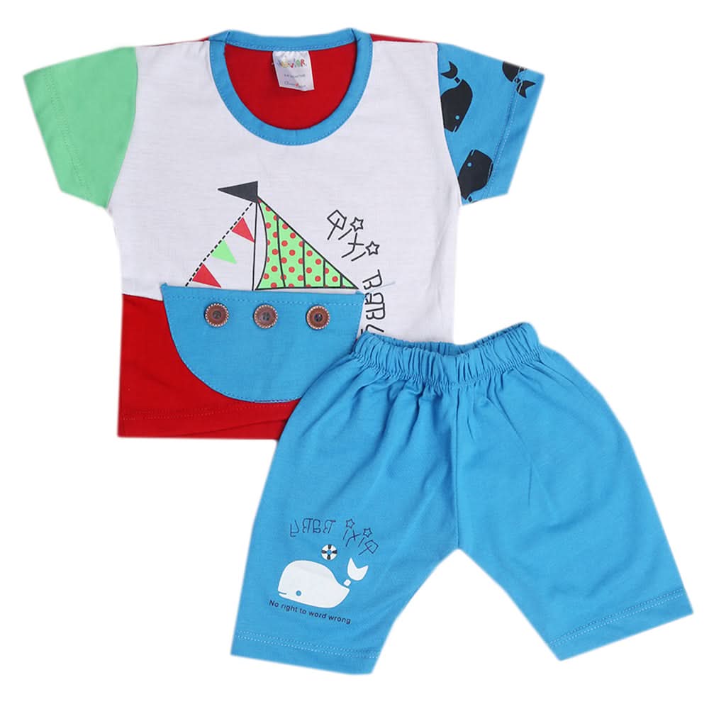 Newborn Boys Half Sleeves Suit - Blue, Kids, New Born Boys Sets And Suits, Chase Value, Chase Value