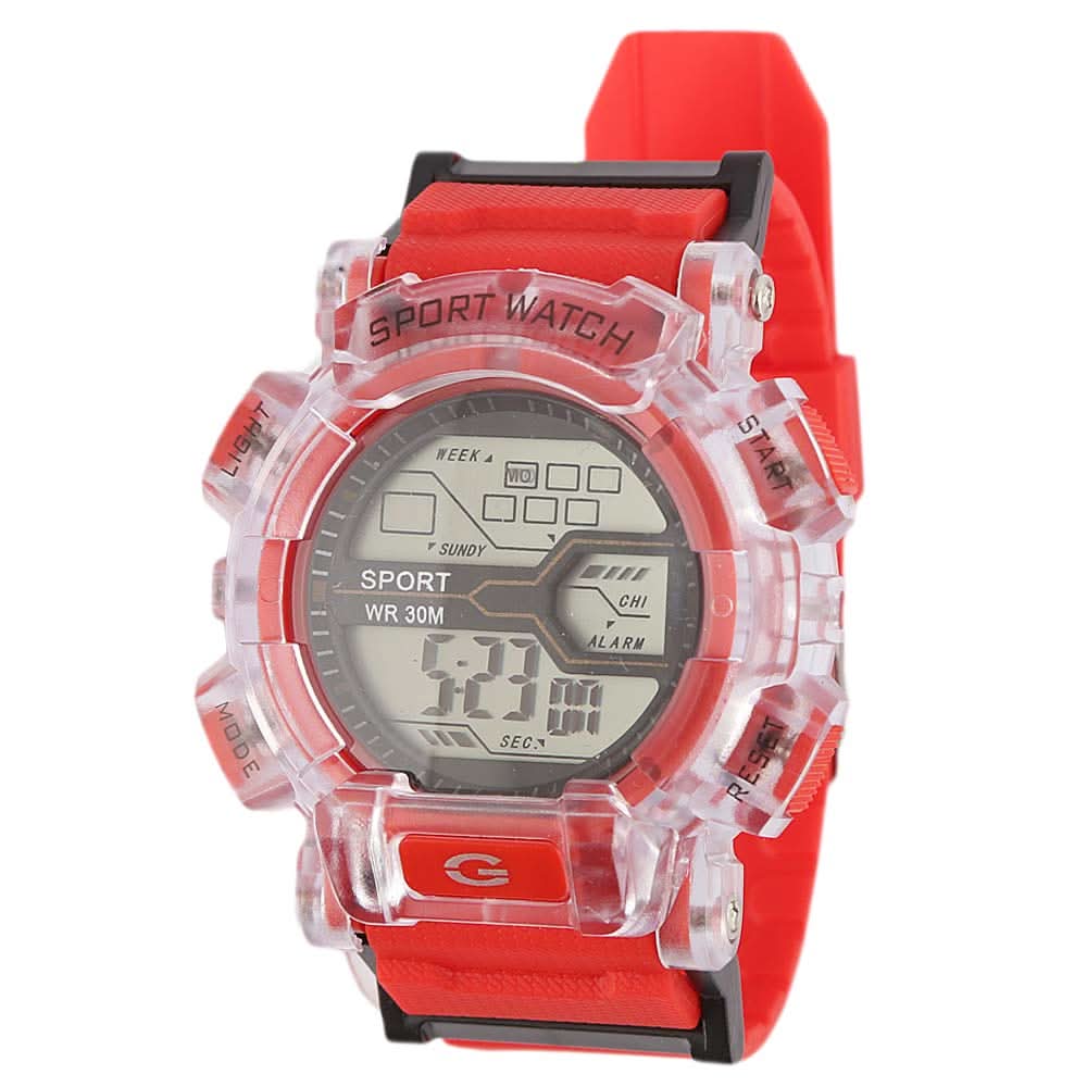 Men's Digital Wrist Watch - Red, Men, Watches, Chase Value, Chase Value