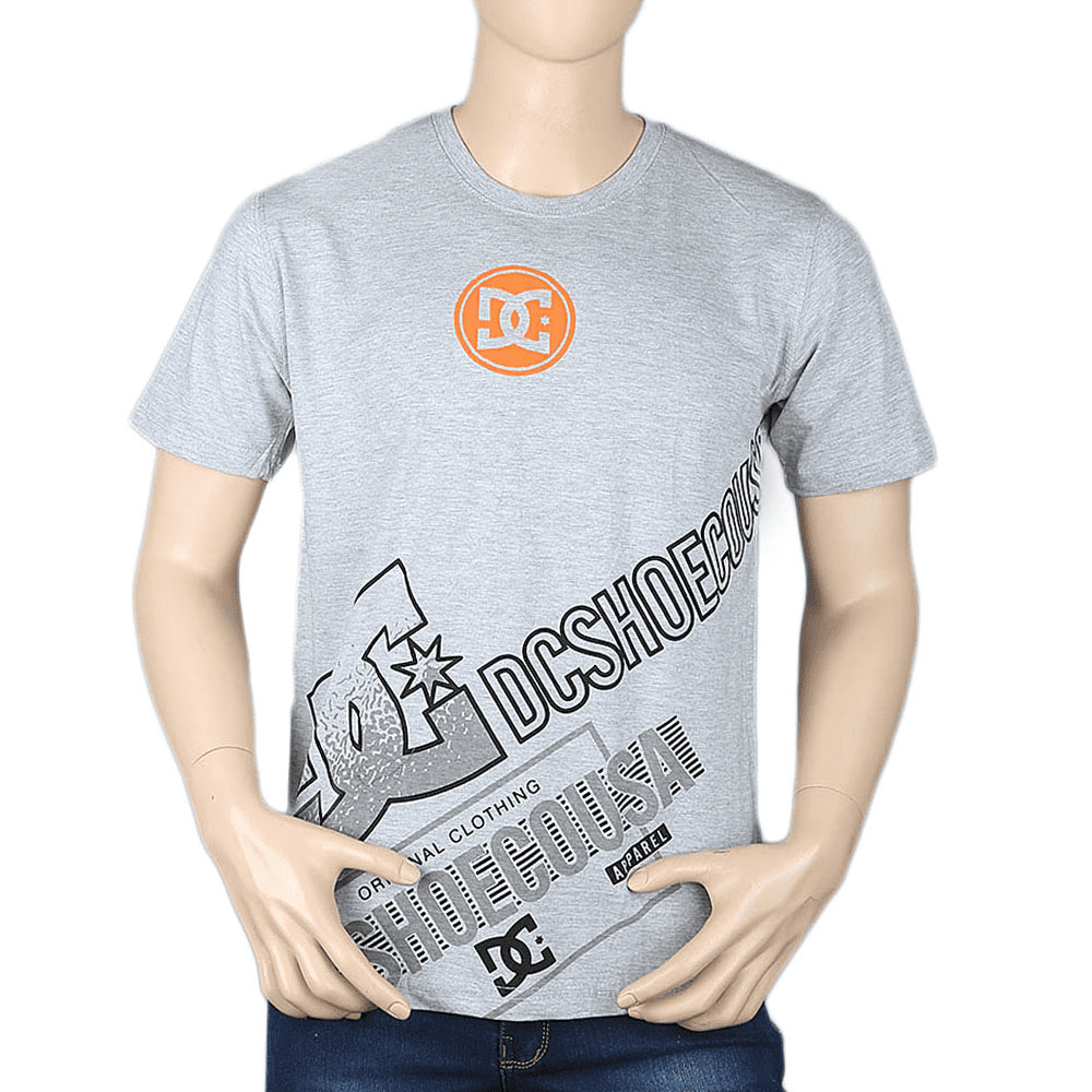 Men's Half sleeves Printed Round Neck T-Shirt - Grey, Men, T-Shirts And Polos, Chase Value, Chase Value