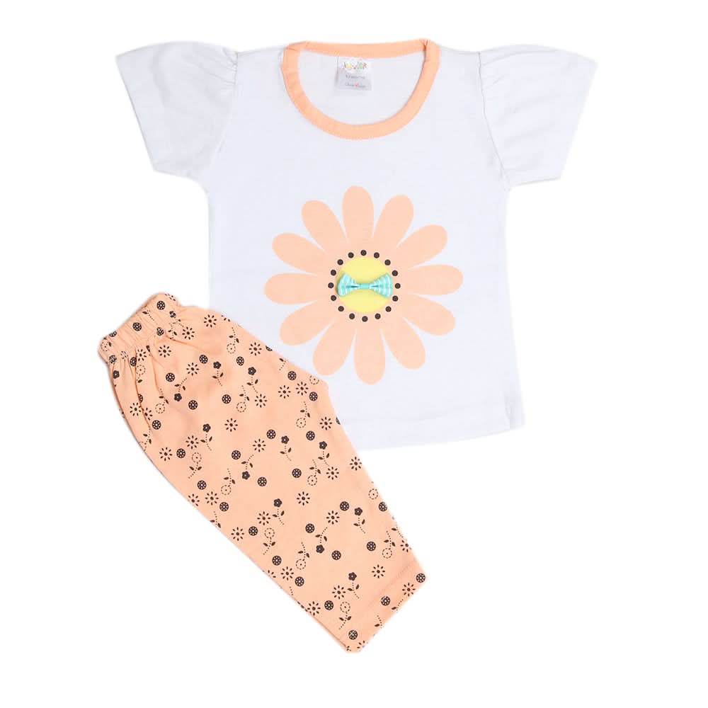 Newborn Girls Half Sleeves Suit - Peach, Kids, Newborn Girls Sets And Suits, Chase Value, Chase Value