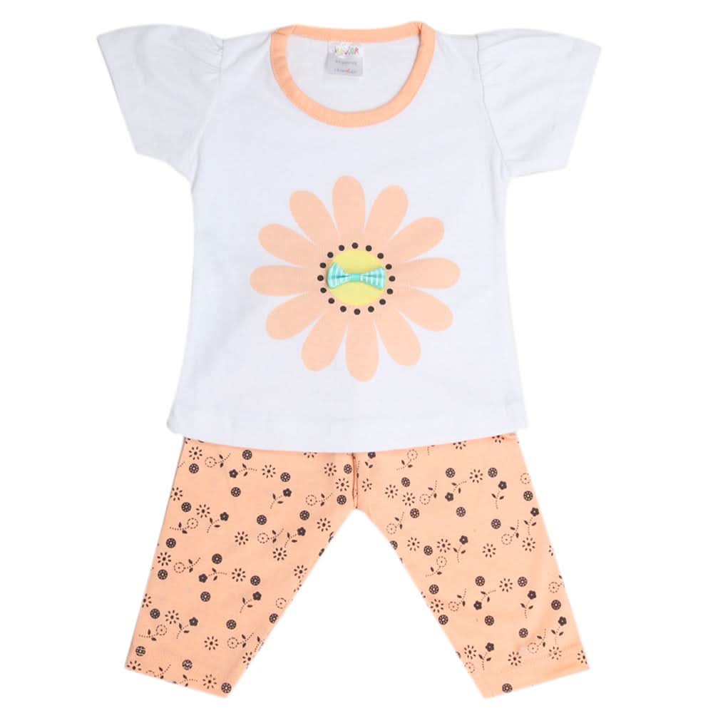 Newborn Girls Half Sleeves Suit - Peach, Kids, Newborn Girls Sets And Suits, Chase Value, Chase Value