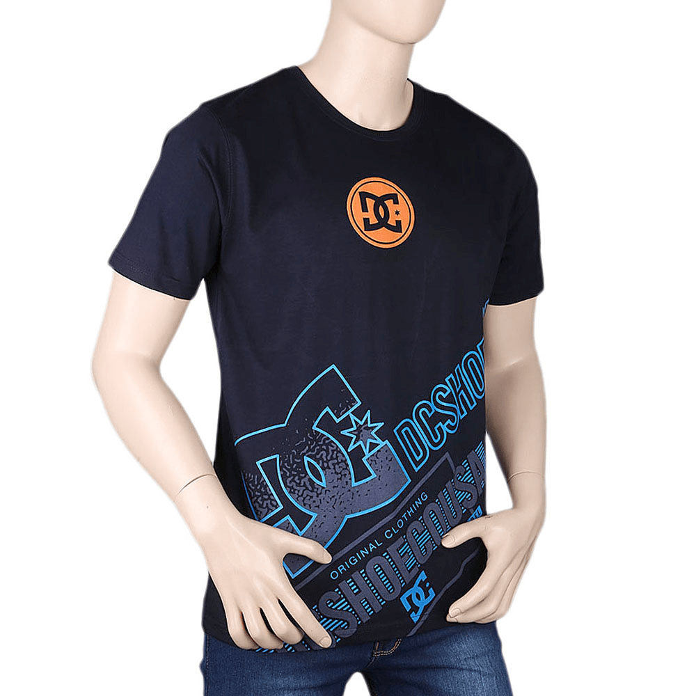 Men's Half sleeves Printed Round Neck T-Shirt - Navy Blue, Men, T-Shirts And Polos, Chase Value, Chase Value