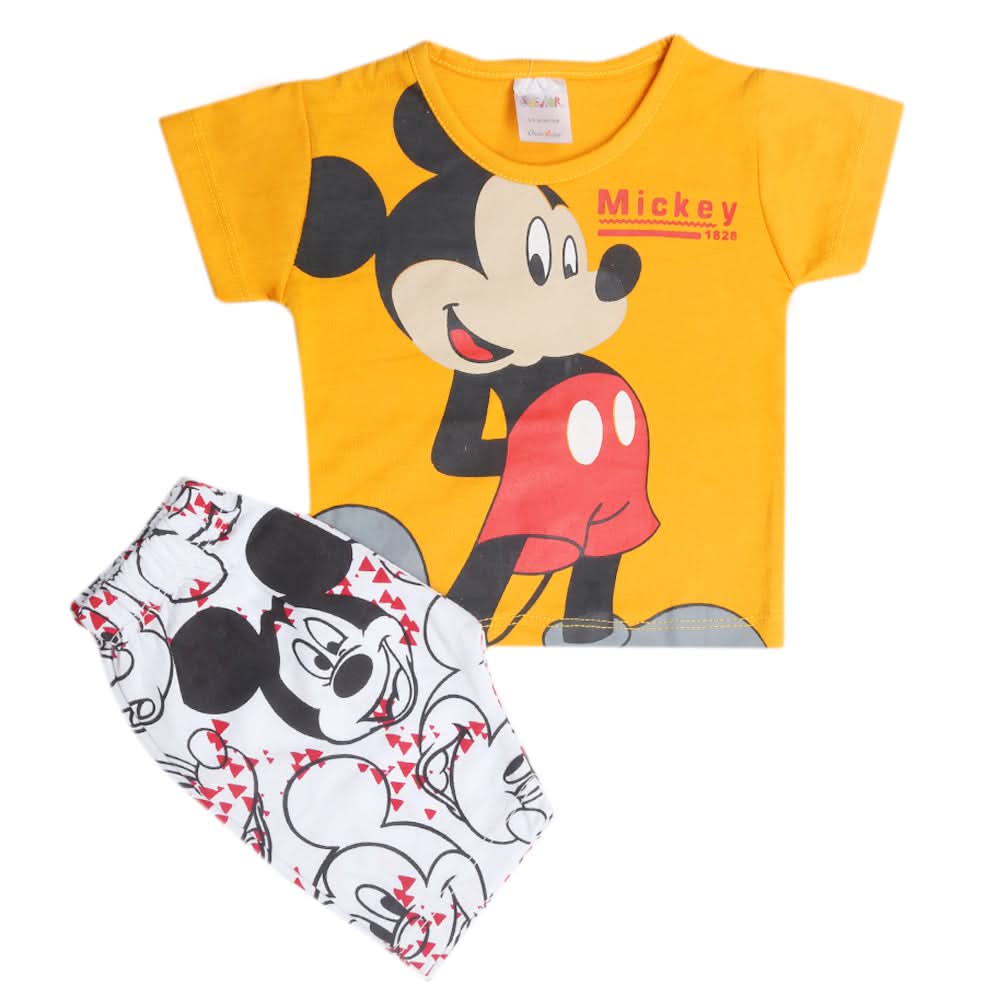 Newborn Boys Half Sleeves Suit - Mustard, Kids, New Born Boys Sets And Suits, Chase Value, Chase Value