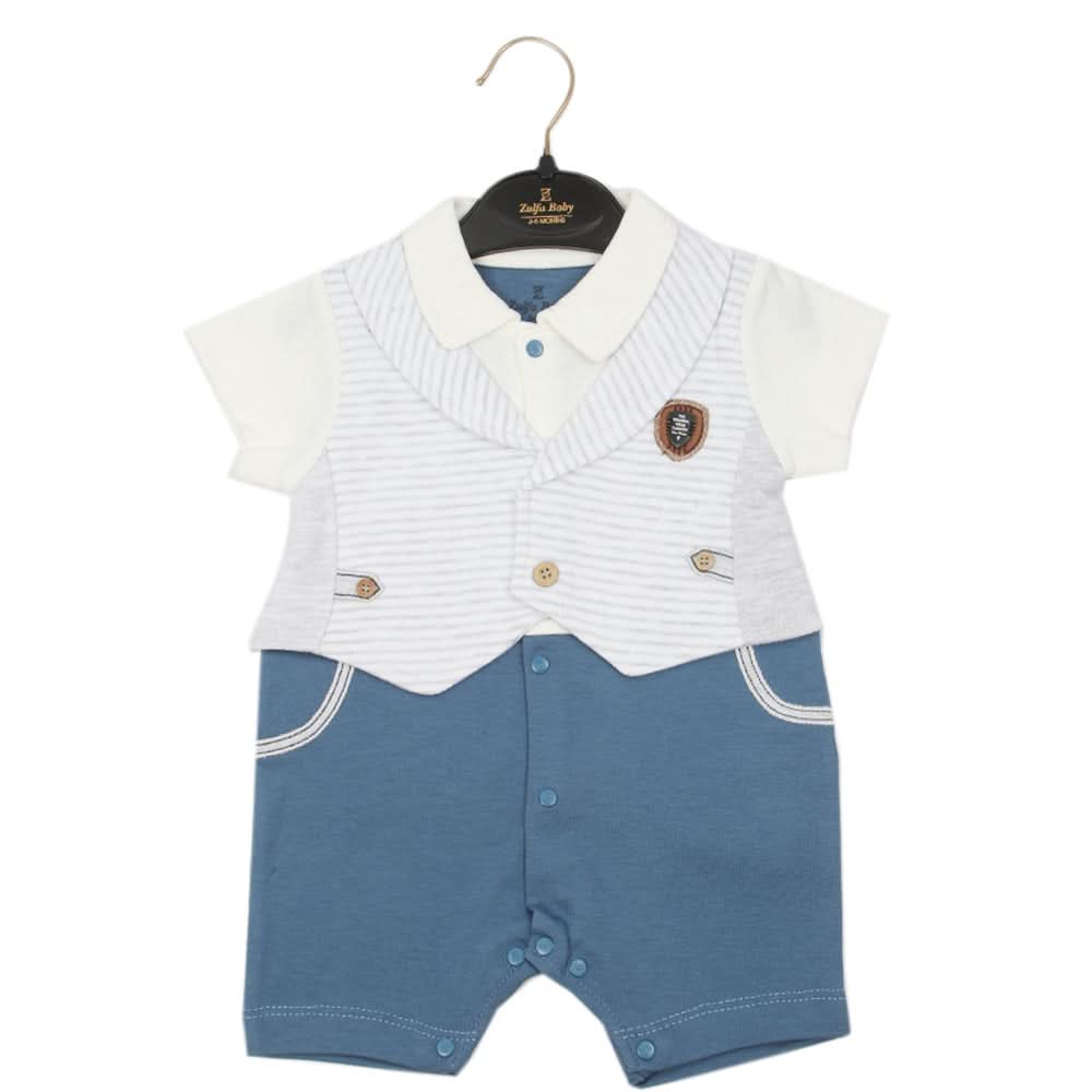 Newborn Boys Romper - Steel Blue, Newborn Boys Rompers, Chase Value, Chase Value