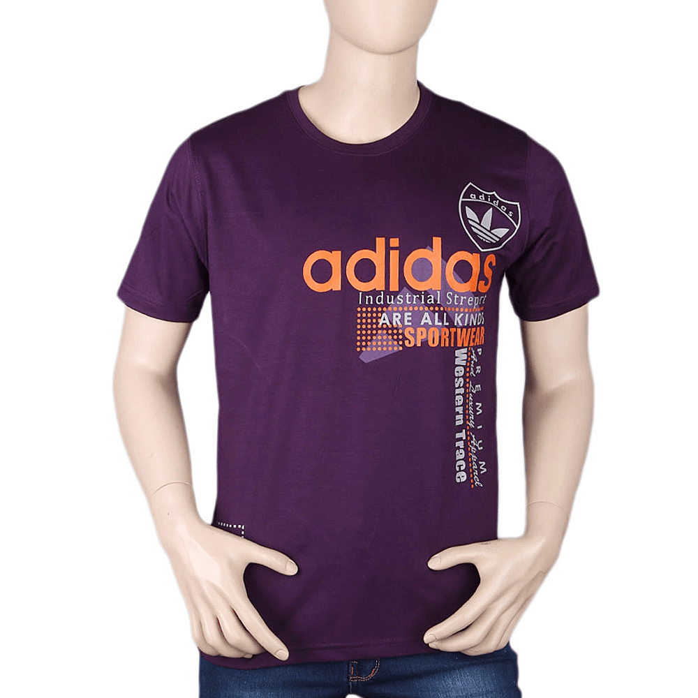 Men's Half sleeves Printed Round Neck T-Shirt - Purple, Men, T-Shirts And Polos, Chase Value, Chase Value