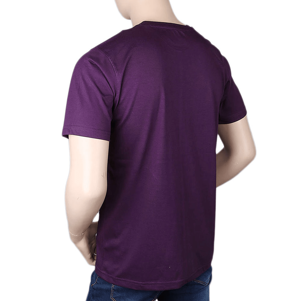 Men's Half sleeves Printed Round Neck T-Shirt - Purple, Men, T-Shirts And Polos, Chase Value, Chase Value